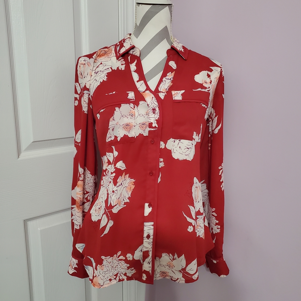 Candie's Red Floral Blouse